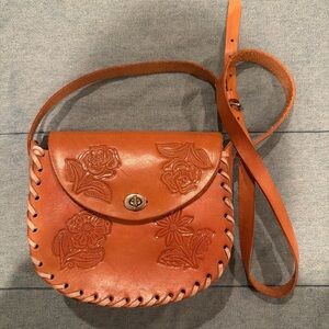 Leather Hand Tooled Floral Crossbody Purse
